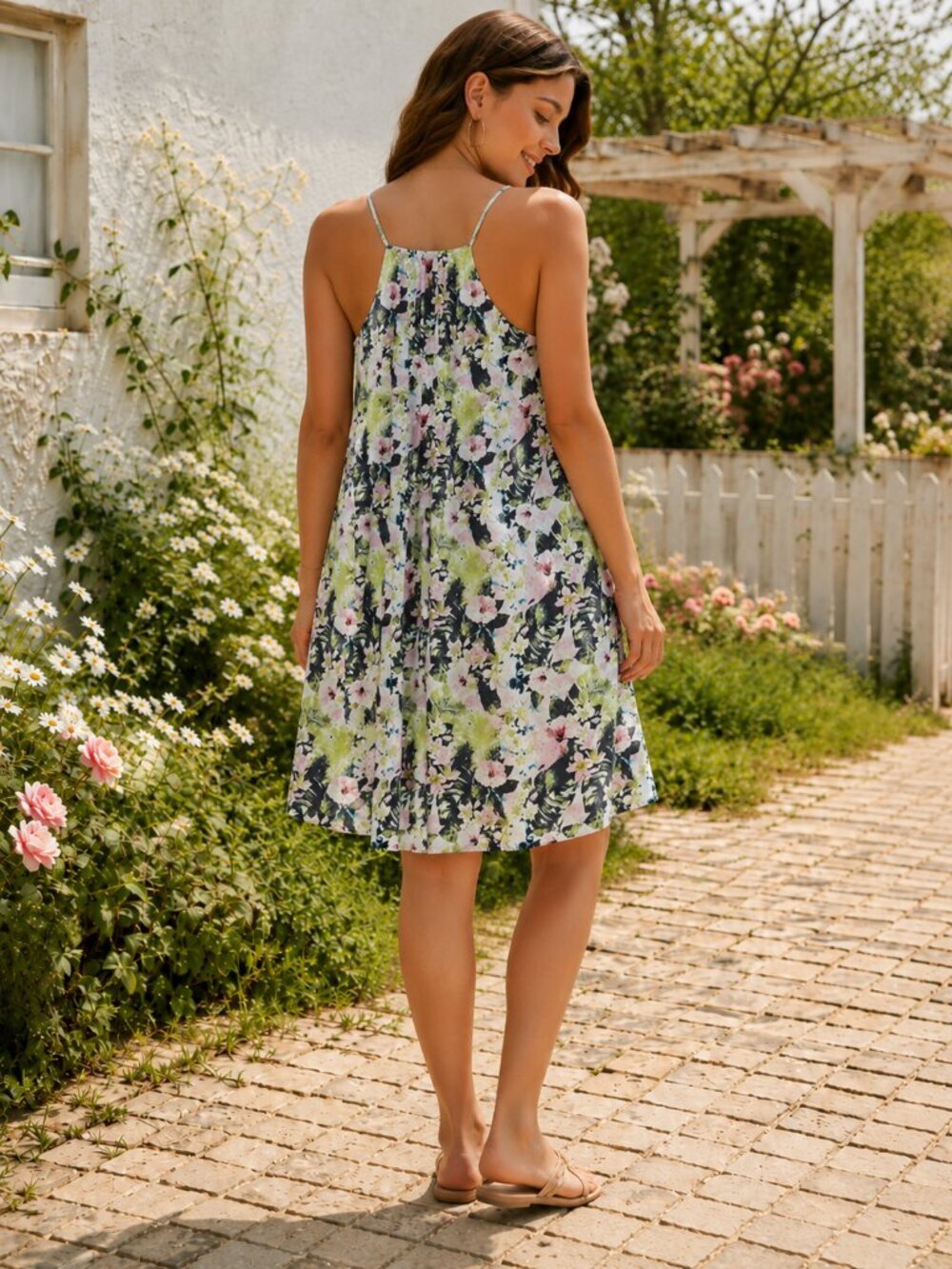 Sanctuary Watercolor Floral Pleated V-Neck Mini Slip Dress XL Boho Cottagecore - Picture 3 of 17